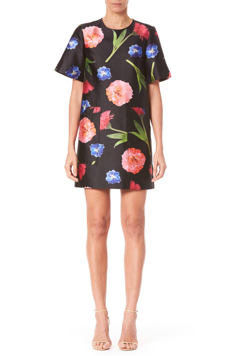 Carolina Herrera Floral Silk & Cotton Shift Dress, Main, color,