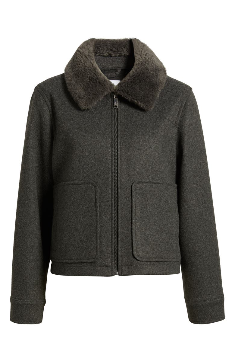 Sam Edelman Faux Fur Collar Zip-Up Jacket, Alternate, color, Charcoal