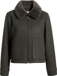 Sam Edelman Faux Fur Collar Zip-Up Jacket