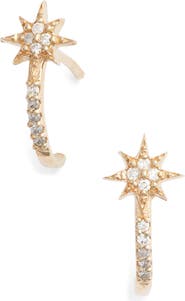 Anzie Diamond Star Half Hoop Huggie Earrings