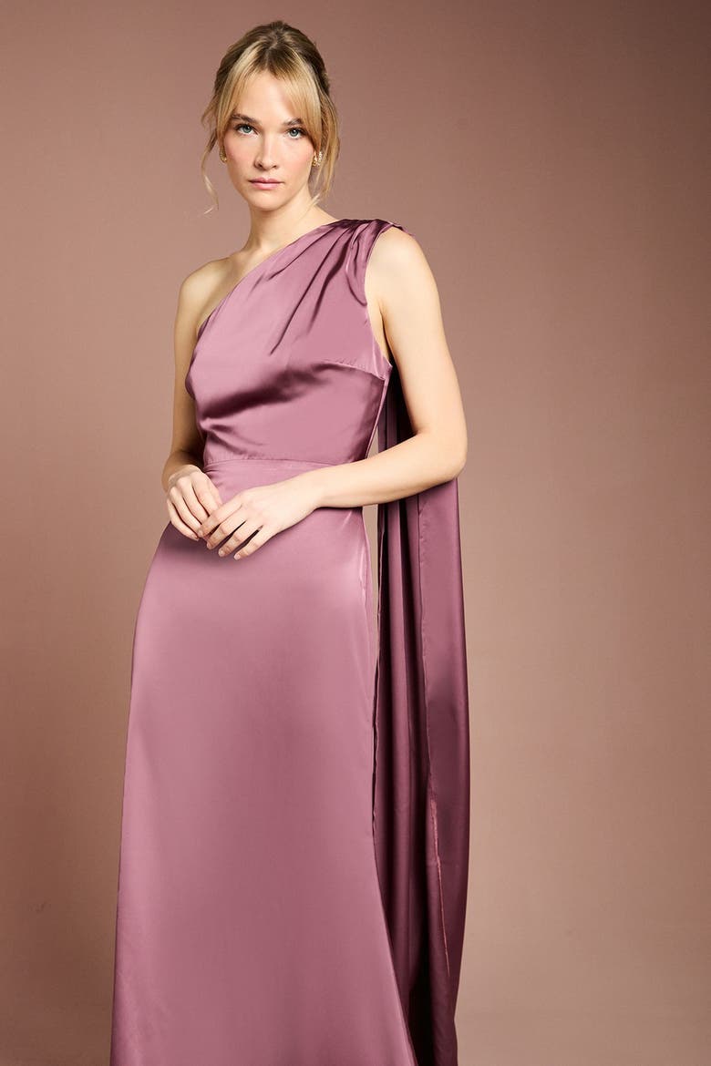 One Shoulder Maxi Dress, Alternate, color, Dark Mauve