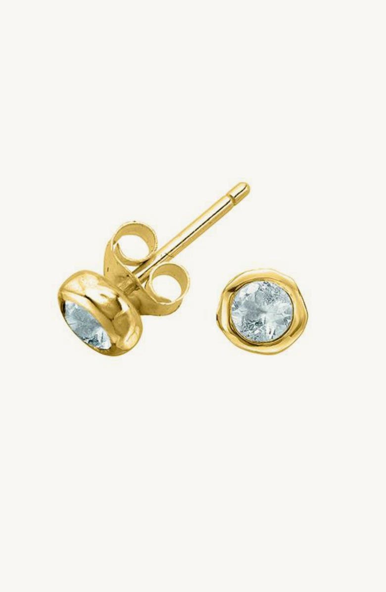 Dower & Hall 3mm Aquamarine Dewdrop Studs, Main, color, Yellow Gold Vermeil/Pair