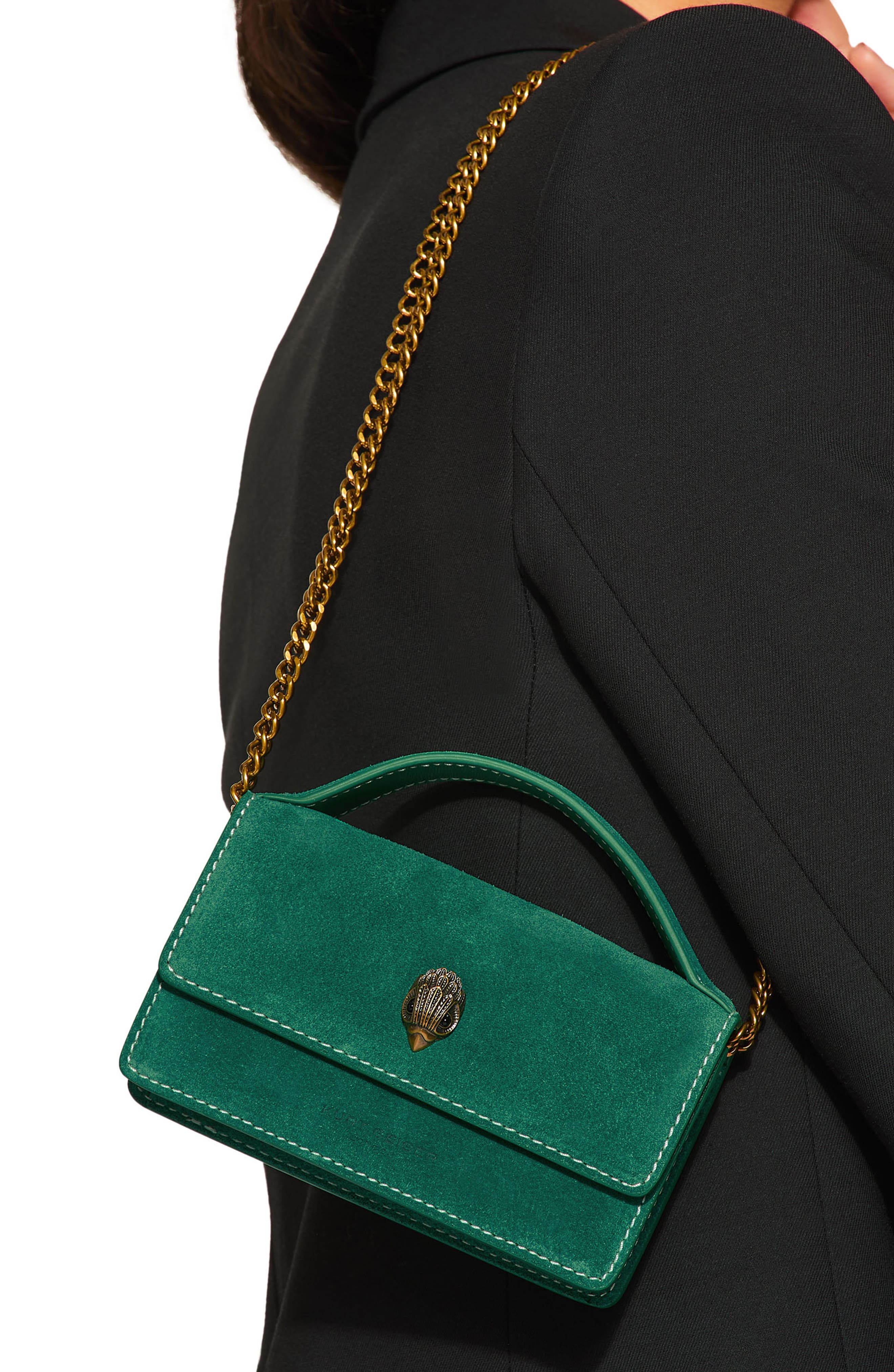Kurt Geiger London Extra Small Suede Top Handle Bag, Alternate, color, 