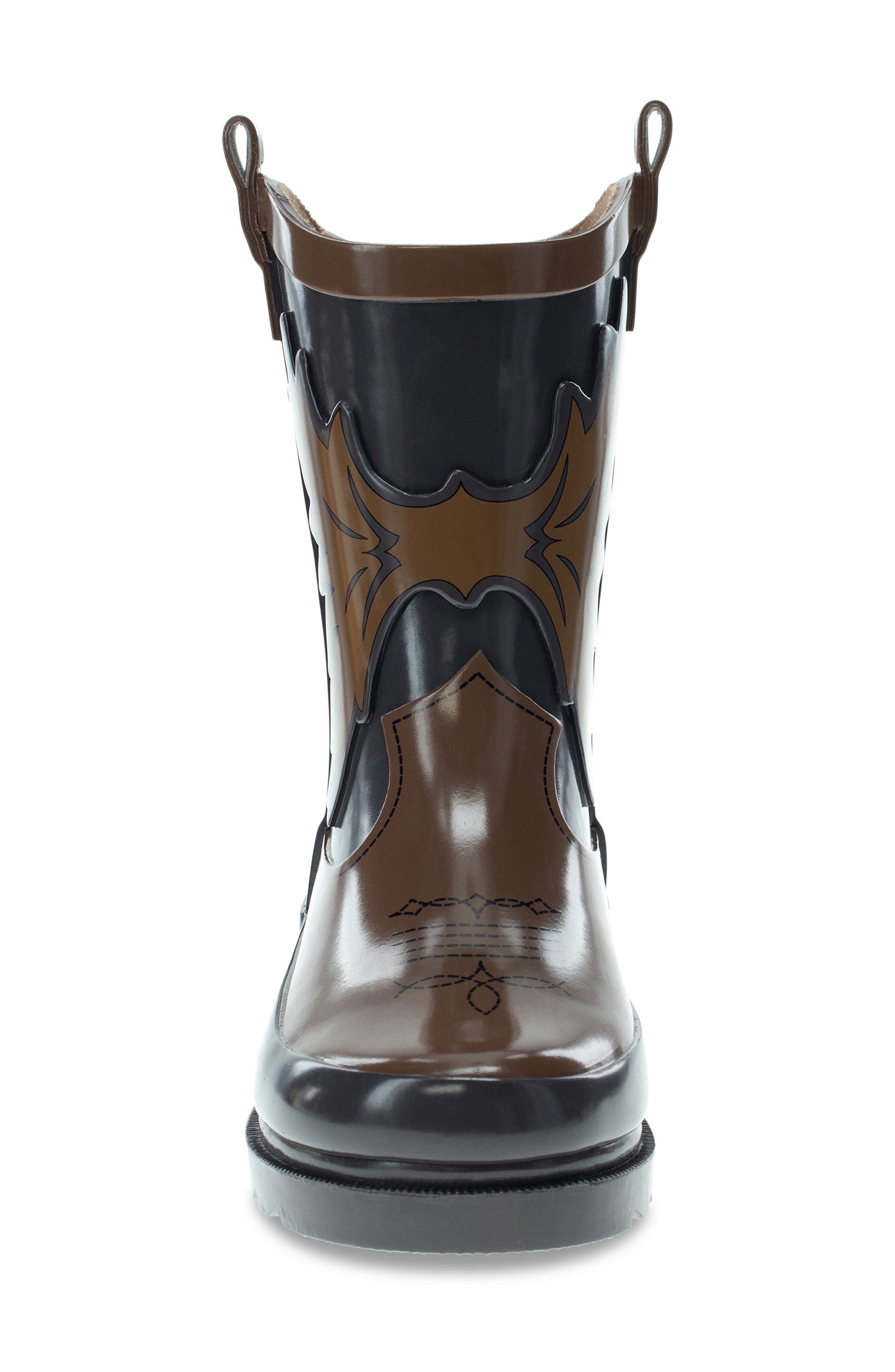 Western Chief Kids' Cowboy Waterproof Rain Boot, Alternate, color, Brown