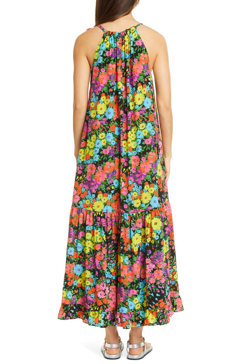 Les Rêveries Tie Strap Floral Silk Dress, Alternate, color, 