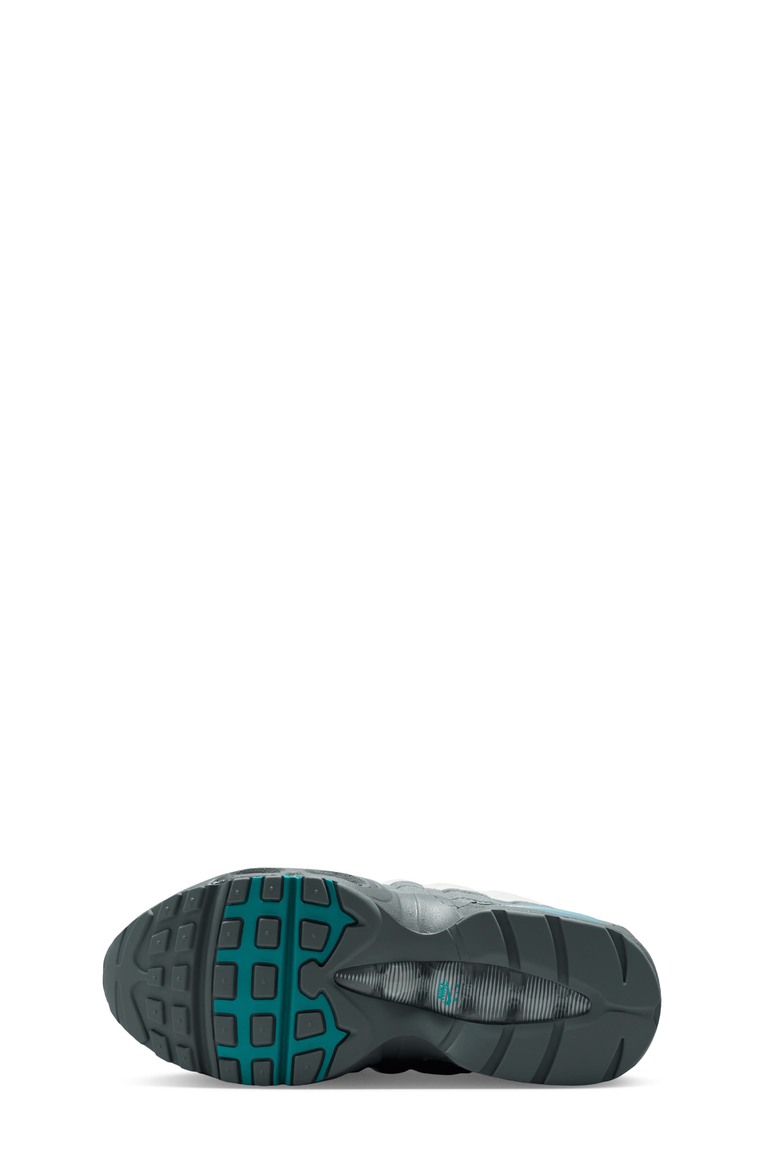 Kids' Air Max 95 Sneaker, Alternate, color, WHITE/GREY/SMOKE/CACTUS