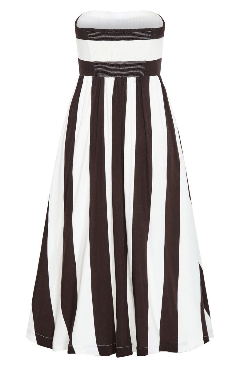 City Chic Simone Stripe Maxi Dress, Alternate, color, Chocolate/ Ivory