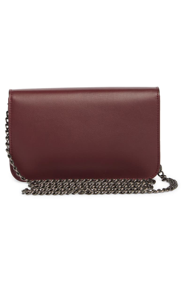Longchamp Perforated Leather Wallet on a Chain, Alternate, color, Brandy