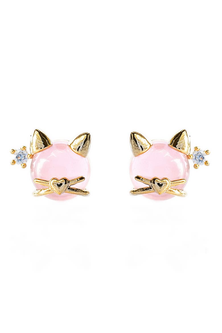 Kitty Kat Stud Earrings, Main, color, GOLD