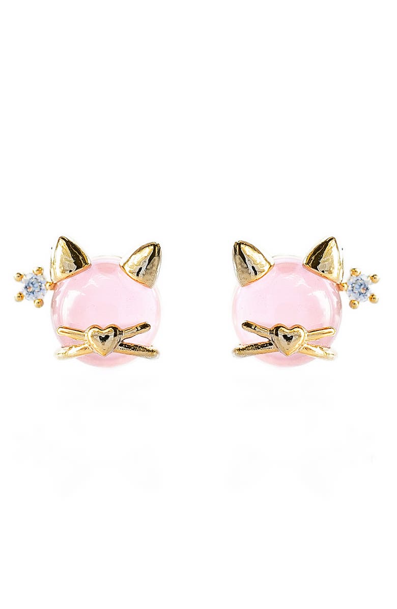 Girls Crew Kitty Kat Stud Earrings, Main, color, Gold