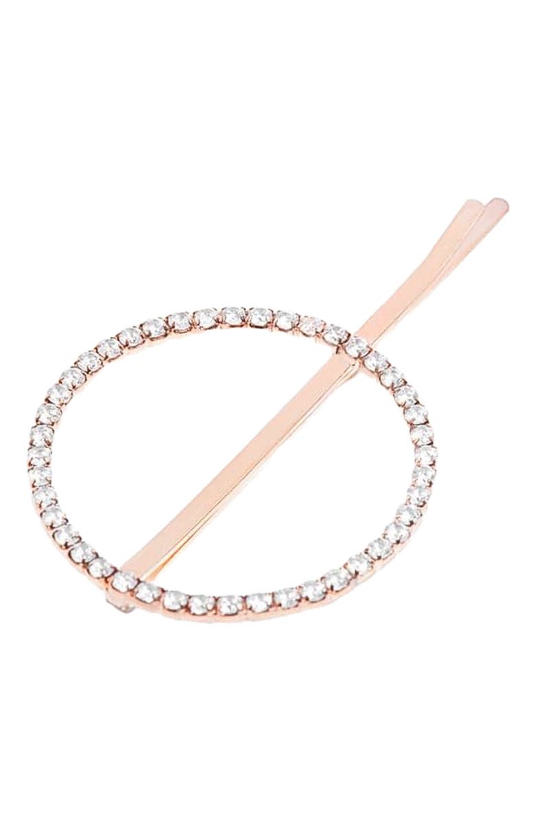 NUME Open Circle Hair Pin - Rose Gold, Main, color, Rose Gold