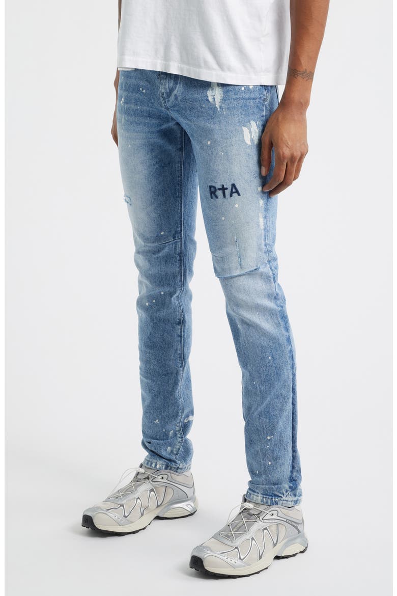 Clayton Paint Splatter Ripped Skinny Jeans, Alternate, color, DISTRESSED WHITE PAINT