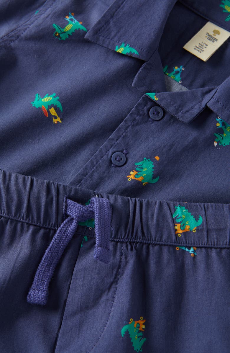 Tucker + Tate Patterned Cotton Camp Shirt & Drawstring Shorts Set, Alternate, color, Navy Skipper Motor Crocs