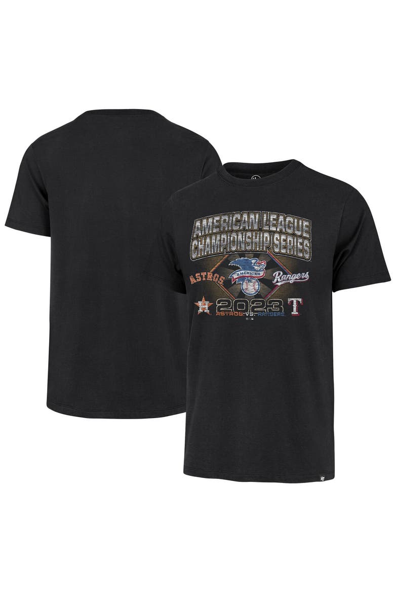 Men's '47  Black Houston Astros vs. Texas Rangers 2023 ALCS Matchup Franklin T-Shirt, Alternate, color, Black