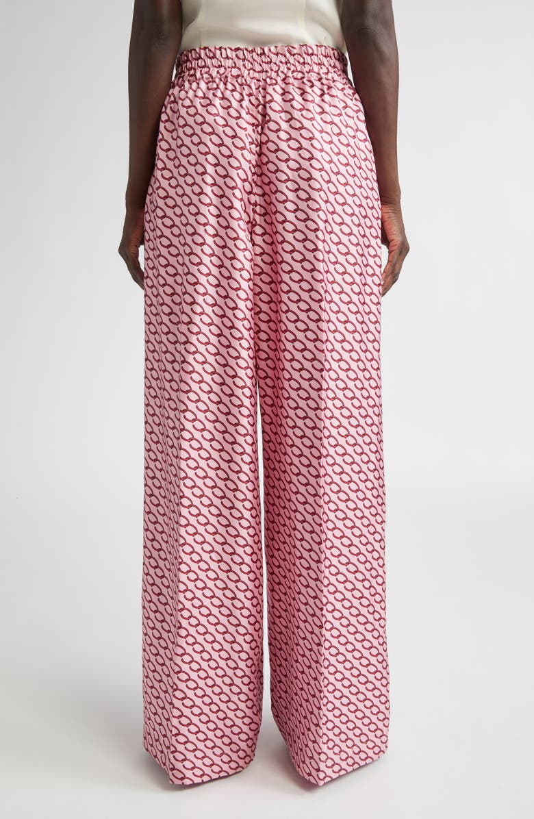 Oscar de la Renta Oscar Chain Print Silk Wide Leg Pants, Alternate, color, 