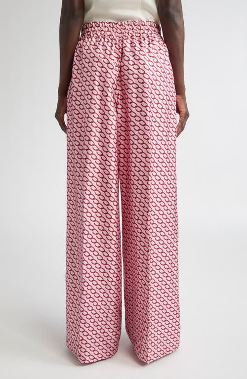 OSCAR DE LA RENTA OSCAR DE LA RENTA OSCAR CHAIN PRINT SILK WIDE LEG PANTS 