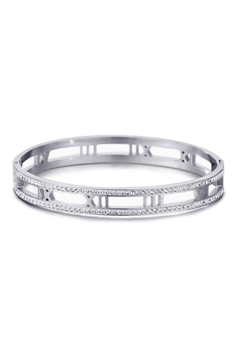 Roman Numeral Bangle Bracelet, Main, color, SILVER