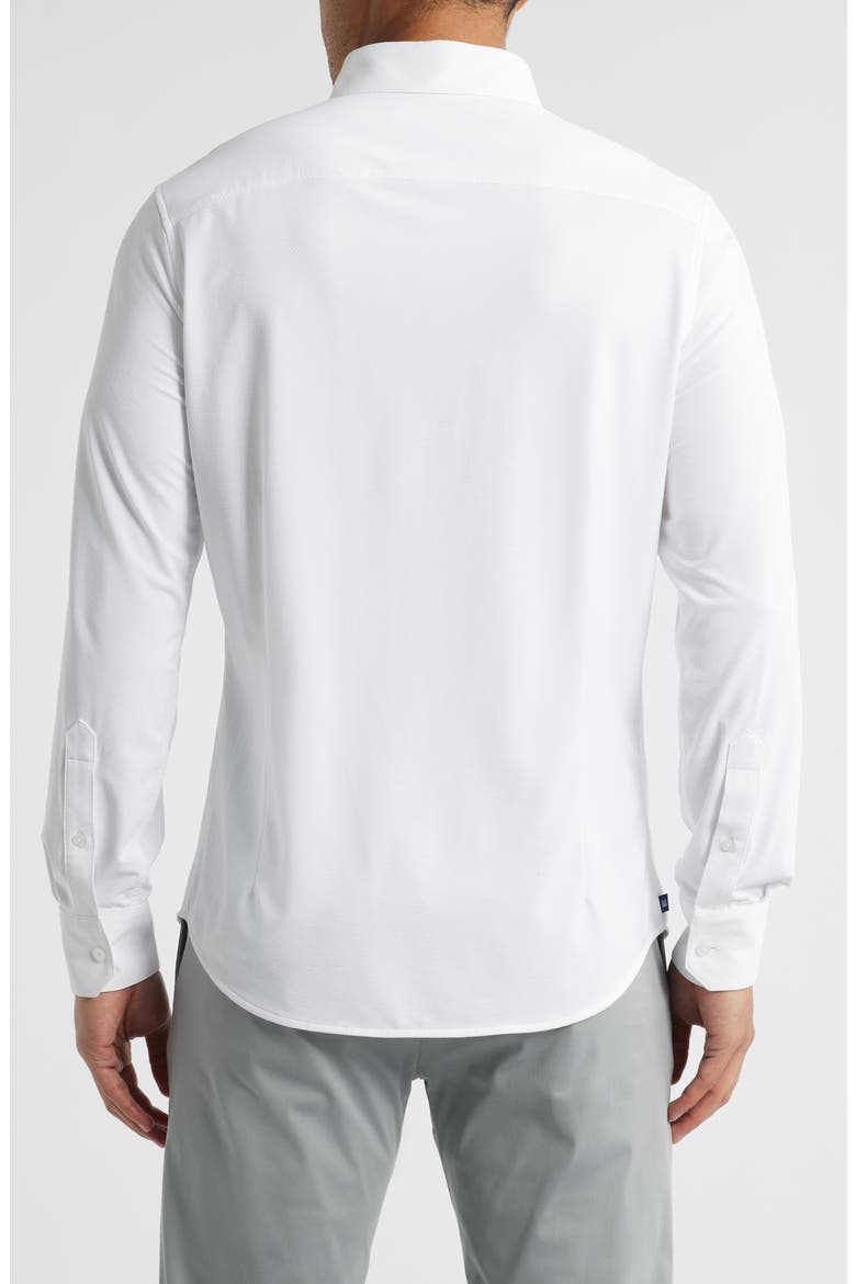Halyard Trim Fit Solid Textured Knit Button-Up Shirt, Alternate, color, WHITE