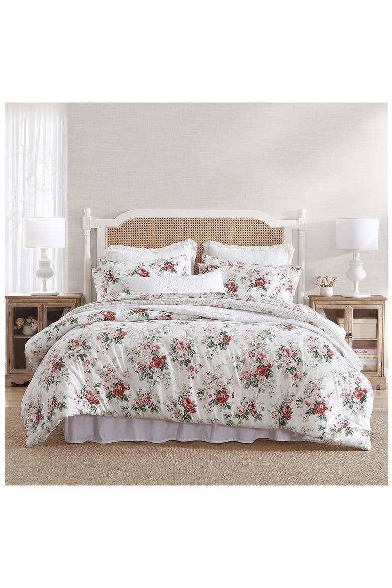 Ashfield 3-Piece Cotton Comforter & Sham Set, Alternate, color, RED/ GREEN