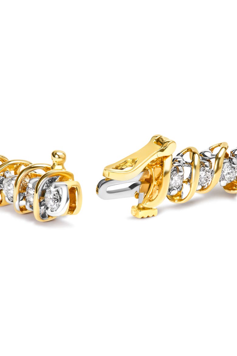 18K Yellow Gold 4.0 Cttw Diamond S-Link  Inch Tennis Bracelet, Alternate, color, Yellow