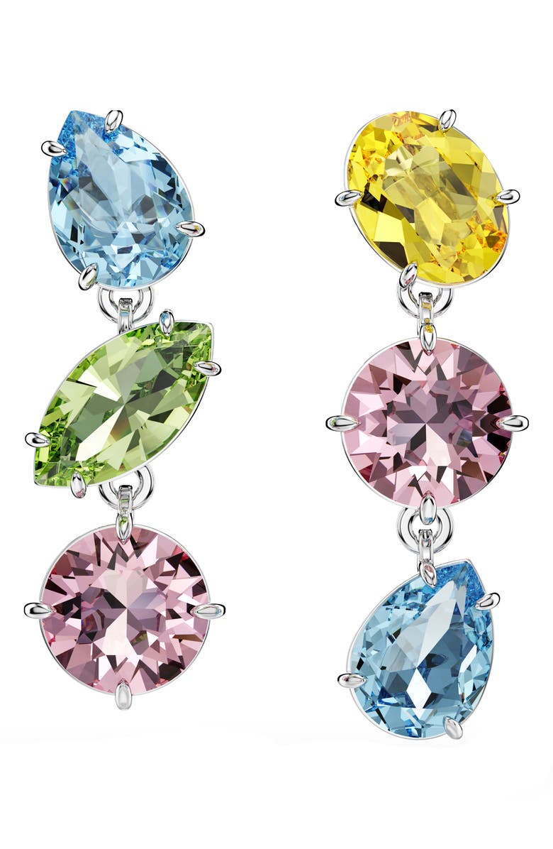 Swarovski Gema Crystal Mismatched Drop Earrings, Alternate, color, Multicolored