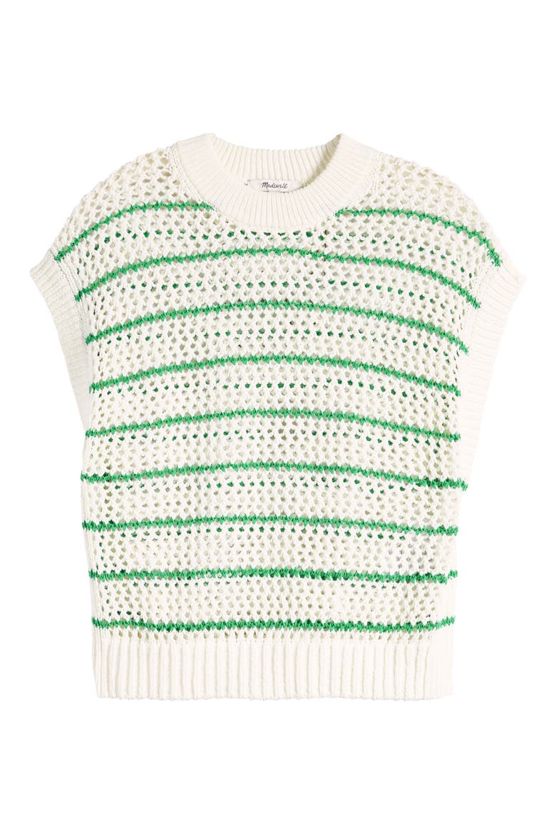 Stripe Open Stitch Sweater, Alternate, color, SPRING GREEN