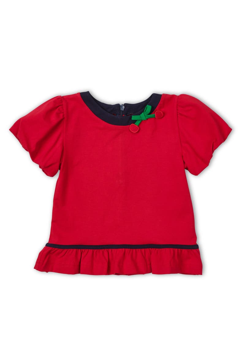 Bubble Sleeve Top With Cherries, Main, color, Red