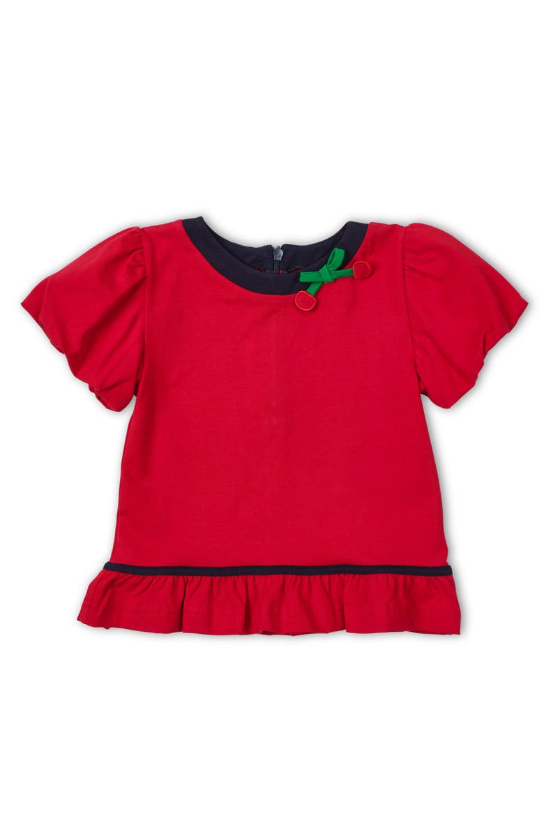 Florence Eiseman Bubble Sleeve Top With Cherries, Main, color, Red