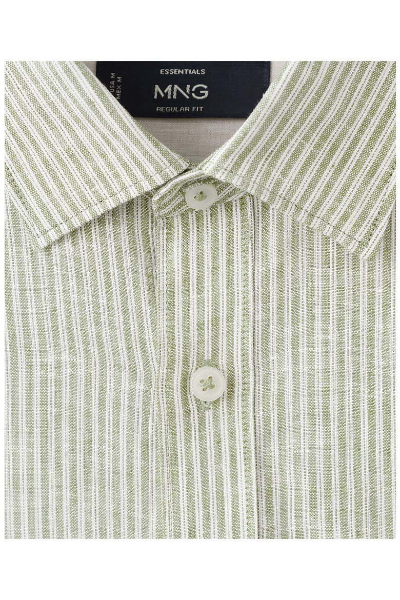 Stripe Slub Linen Button-Up Shirt, Alternate, color, KHAKI GREEN