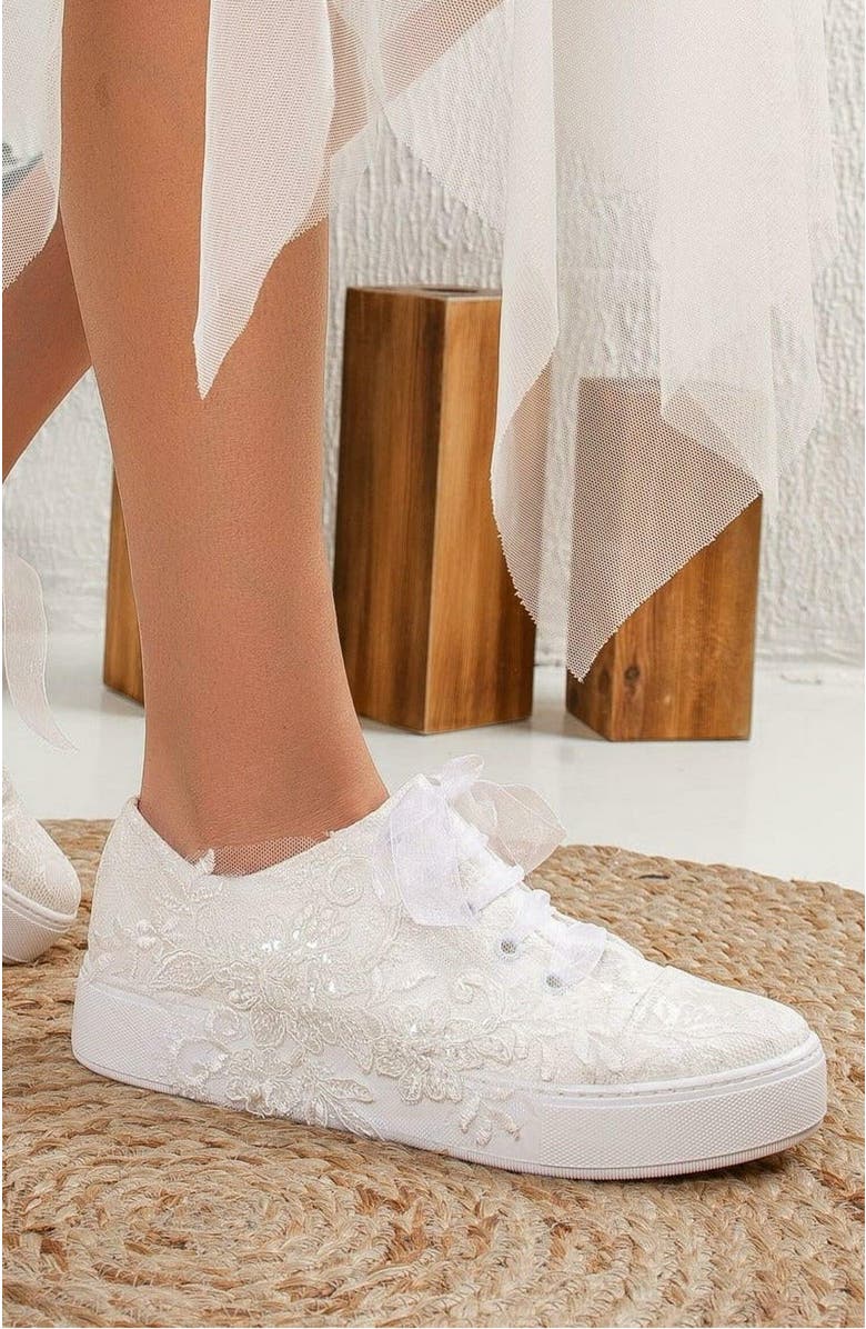 Forever & Always Shoes Elise Lace Bridal Sneakers, Alternate, color, Ivory