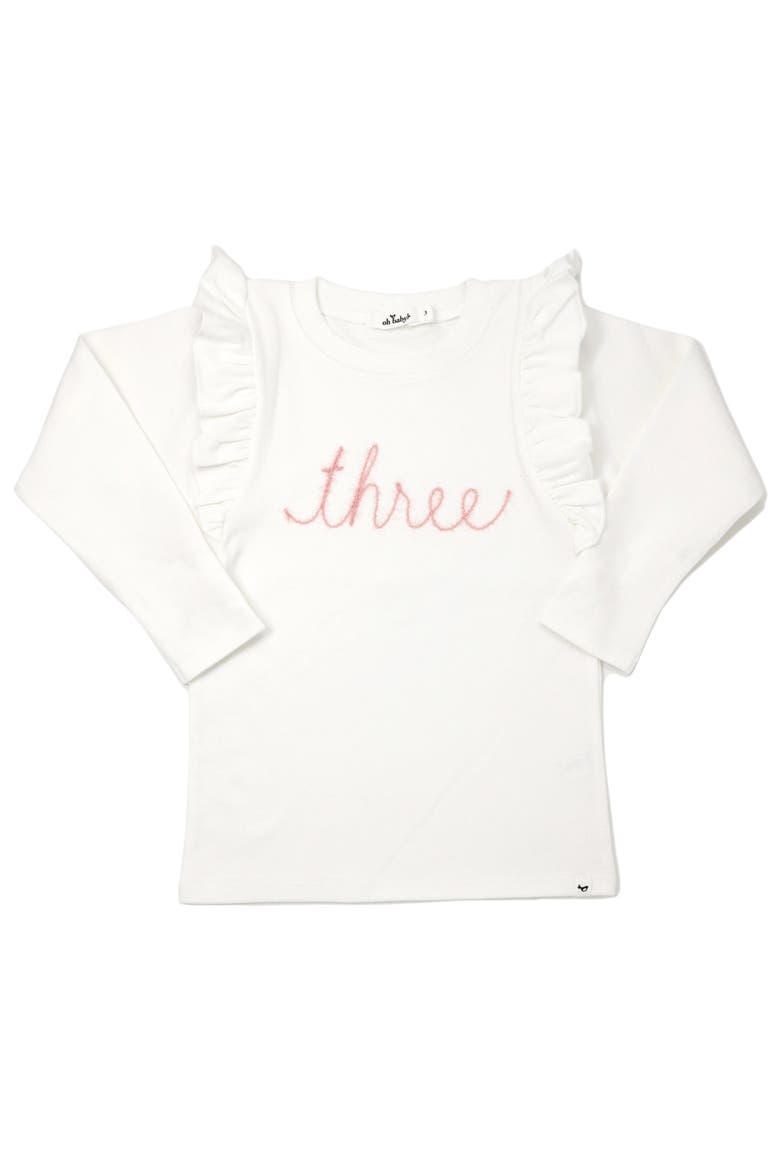 "three" Pink Eyelash Millie Long Sleeve Tee, Main, color, Cream