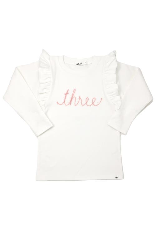 Shop Oh Baby ! "three" Pink Eyelash Millie Long Sleeve Tee In Cream