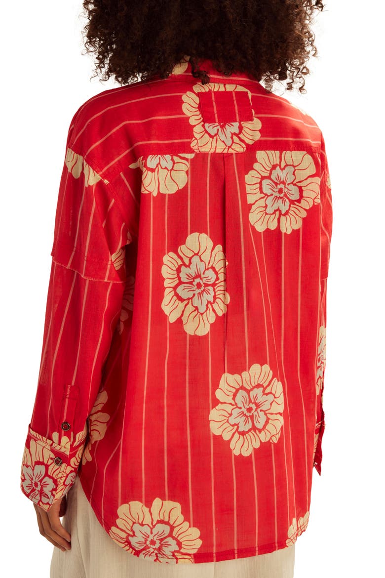 Hidden Flower Button-Up Shirt, Alternate, color, CHERRY COMBO