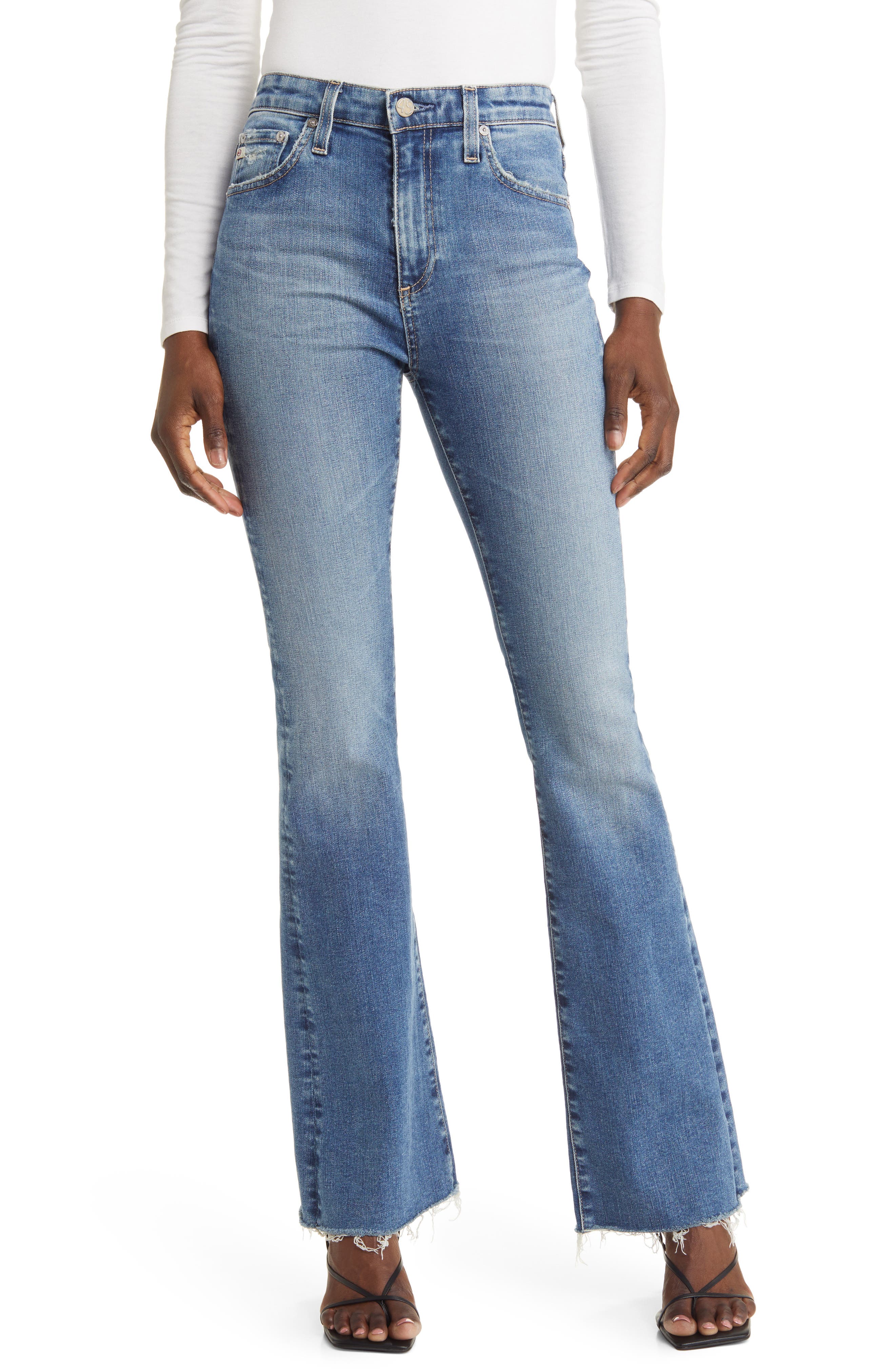 AG Farrah Raw Hem High Waist Bootcut Jeans
