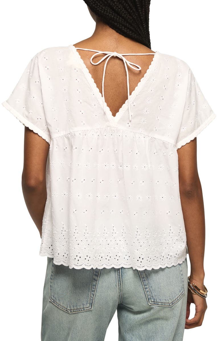 Lucky Brand Eyelet Babydoll Top, Alternate, color, Bright White