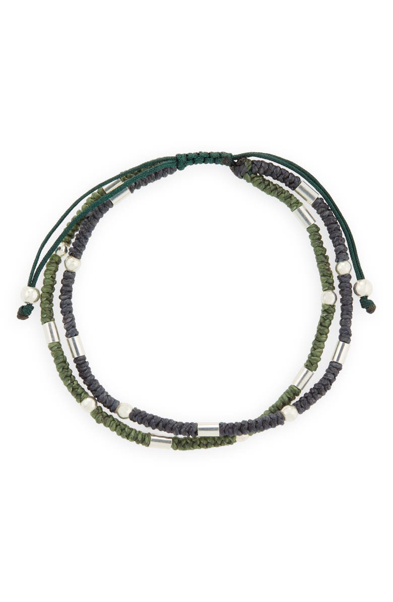 Caputo & Co. Men's Balinese Beaded Braided Double Cord Bracelet, Main, color, Green Combo