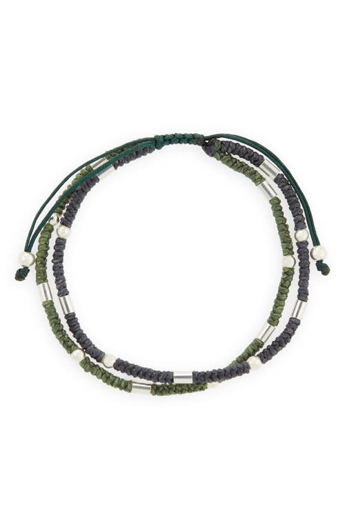 Caputo & Co Balinese Beaded Braided Double Cord Bracelet In Green