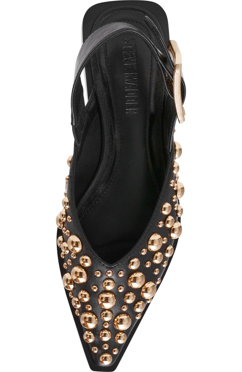 Steve Madden Shay Pointed Toe Slingback Flat, Alternate, color, Black Studded