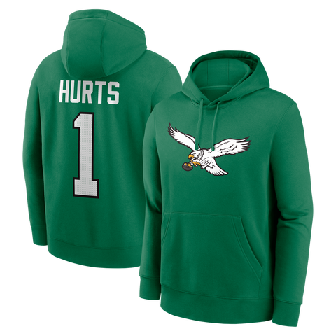 Men's Nike Jalen Hurts Kelly Green Philadelphia Eagles Name & Number Hoodie