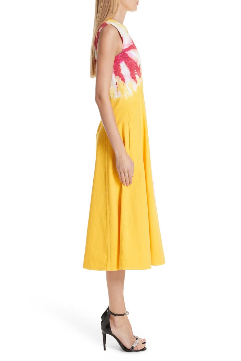 Tie Dye Fit & Flare Midi Dress, Alternate, color, YELLOW FUCHSIA