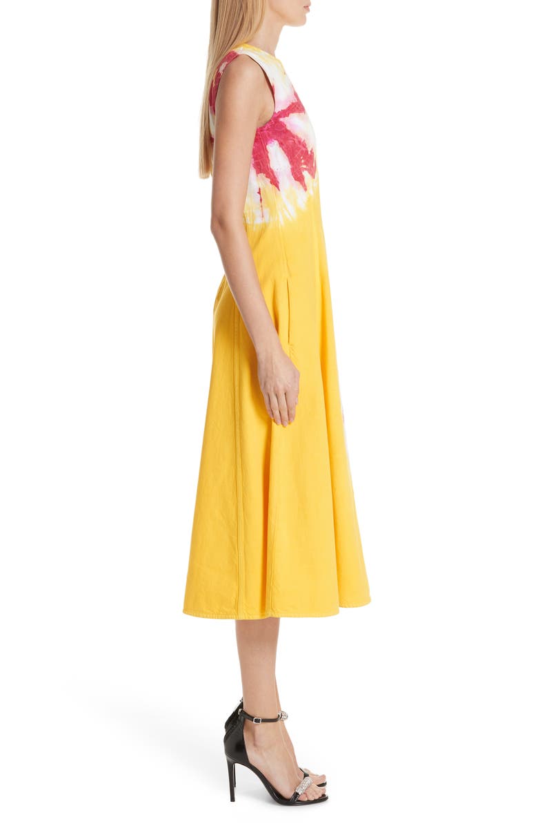 CALVIN KLEIN 205W39NYC Tie Dye Fit & Flare Midi Dress, Alternate, color,