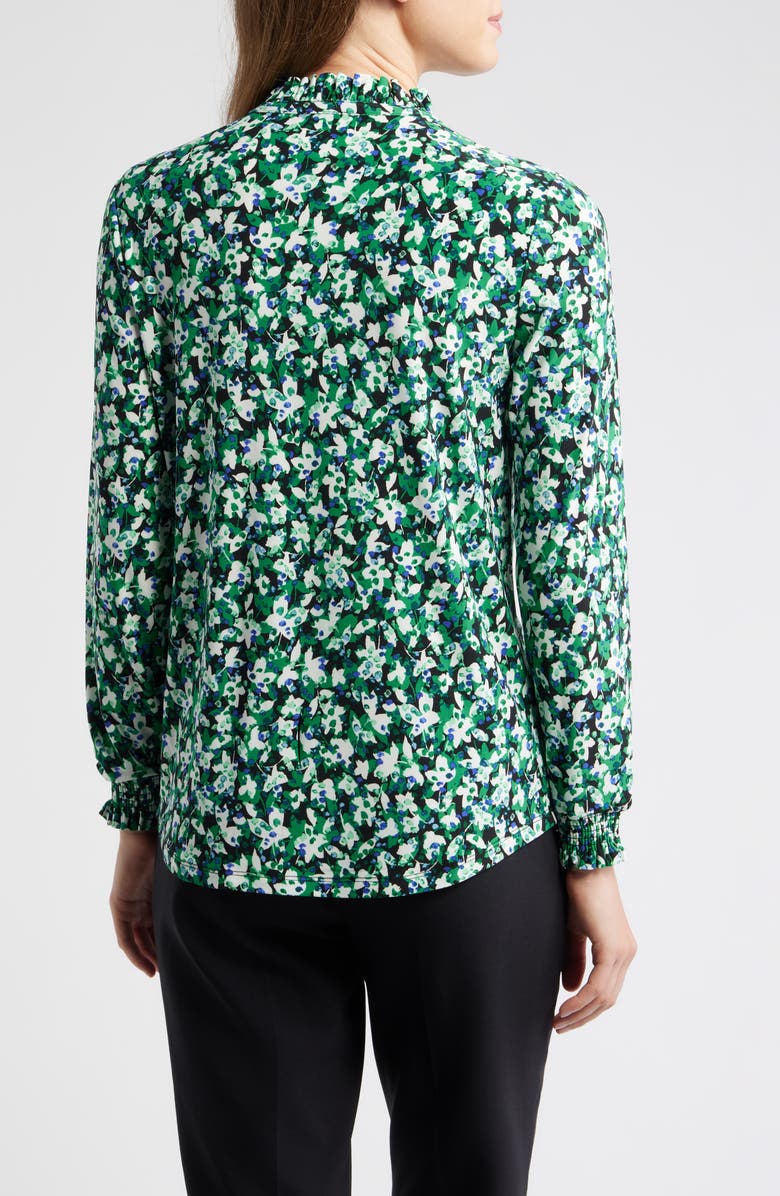 AK ANNE KLEIN Ruffle Neck Smocked Cuff Top, Alternate, color,