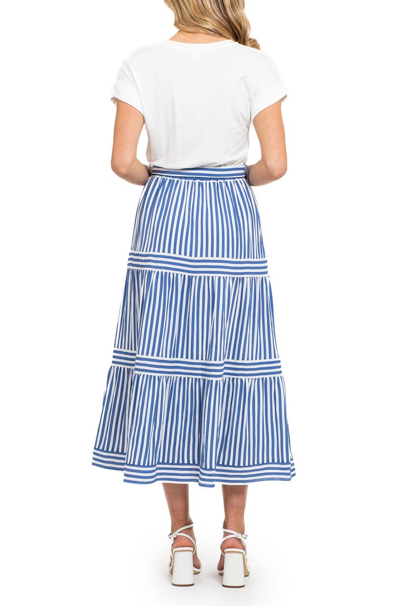 AUGUST SKY Tiered Midi Dress, Alternate, color, Blue Multi