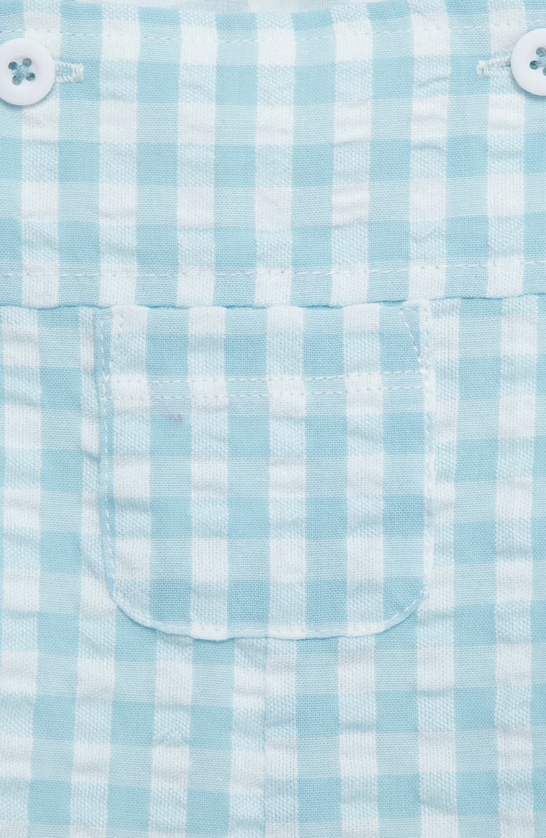 Little Me Polo Top & Gingham Shortalls Set, Alternate, color, 
