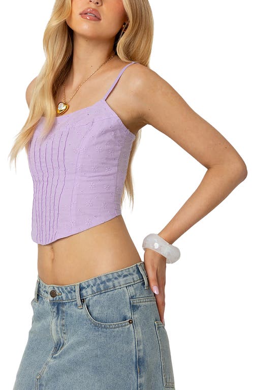 Edikted Elowen Eyelet Lace-up Corset Camisole In Purple