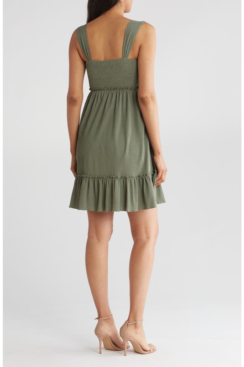 Smocked Minidress, Alternate, color, OLIVE