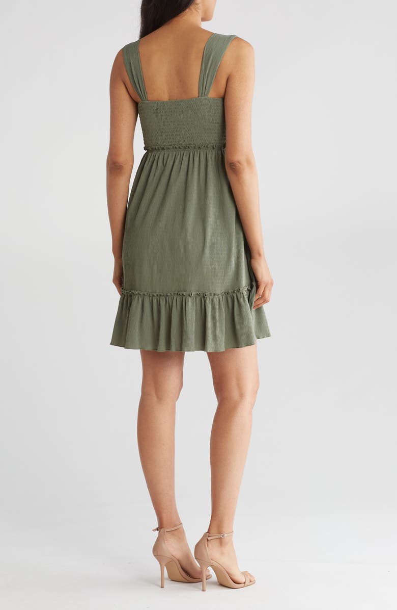 Lovestitch Smocked Minidress, Alternate, color, Olive