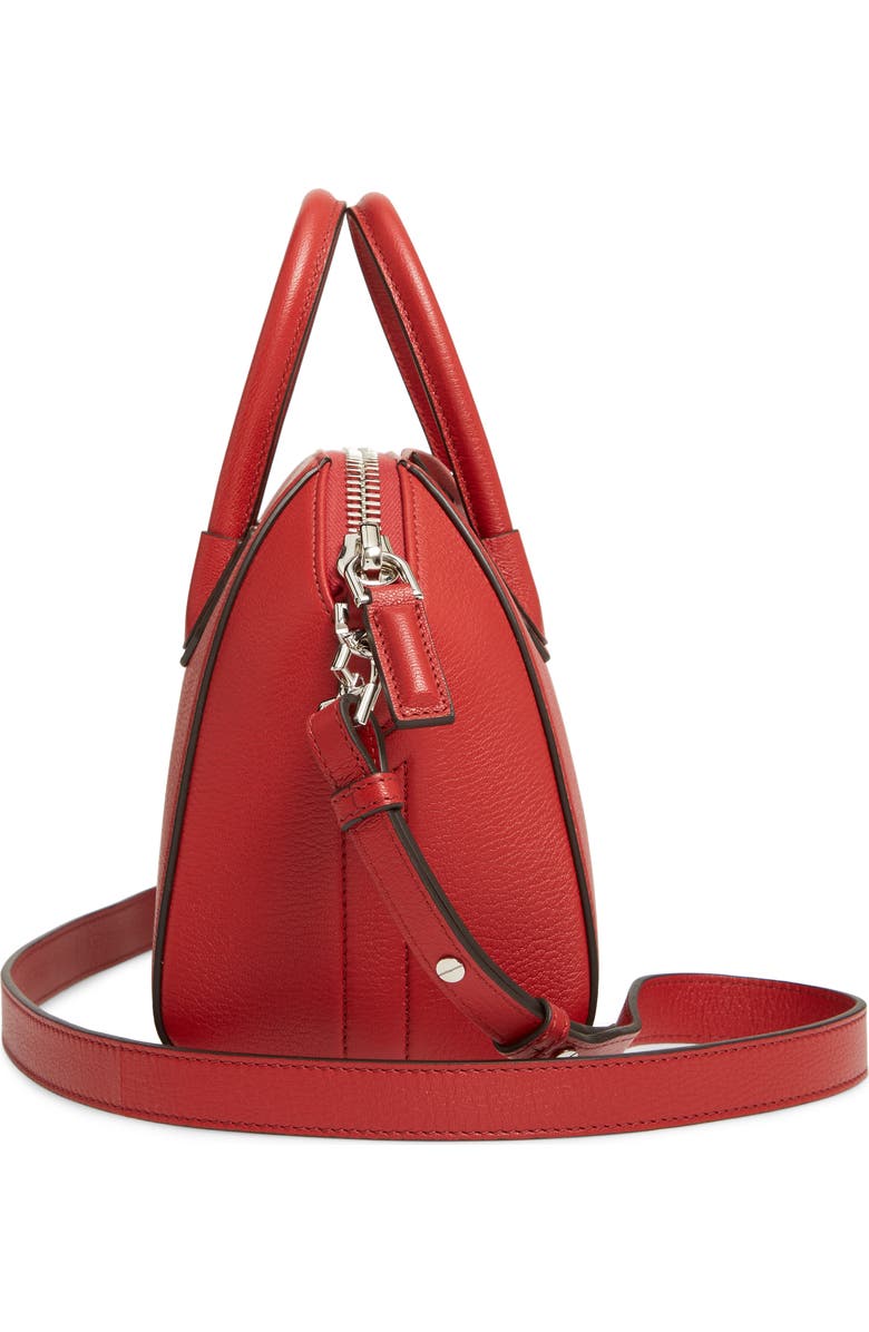 Givenchy Mini Antigona Sugar Leather Satchel, Alternate, color, Vermillion