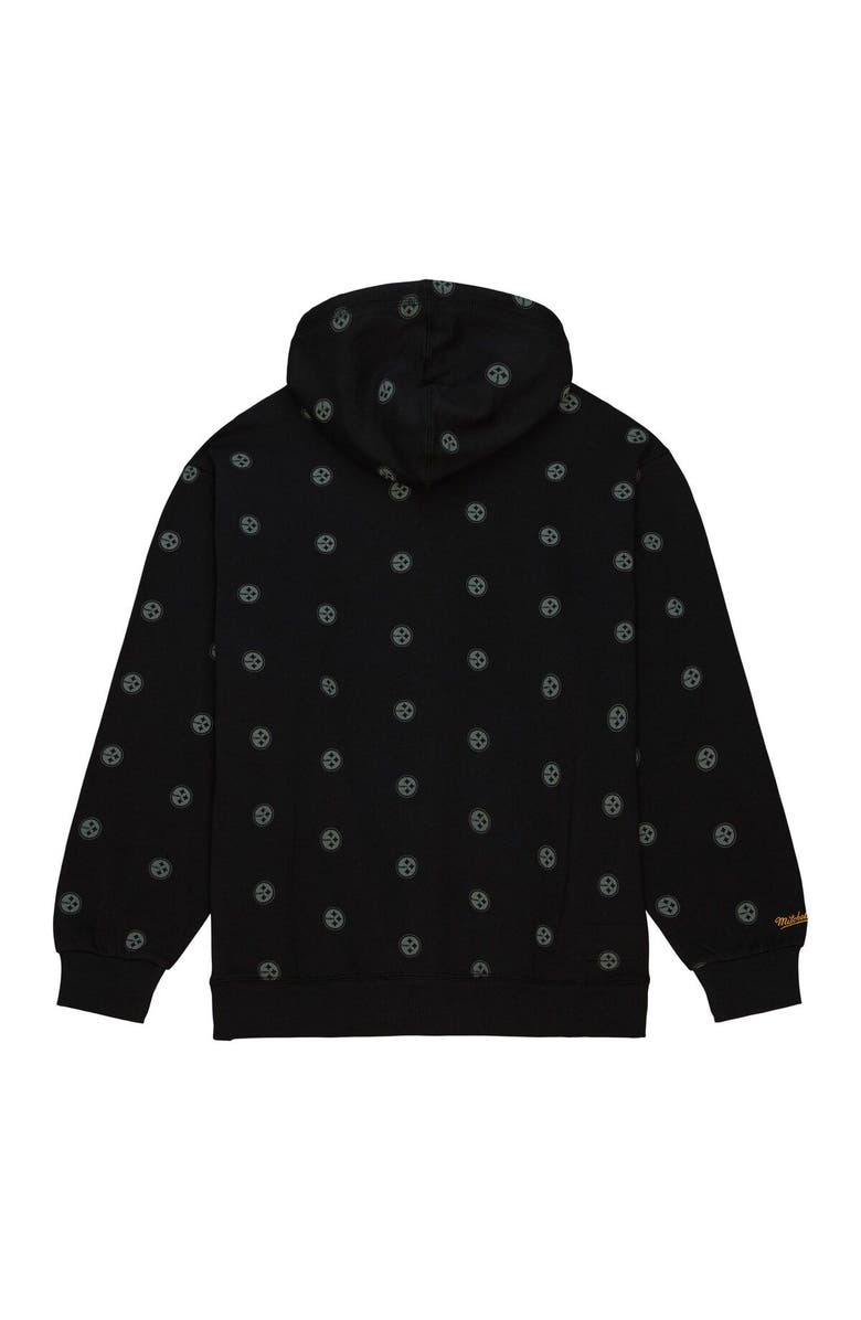 Mitchell & Ness Men's Mitchell & Ness Black Pittsburgh Steelers Allover Print Fleece Pullover Hoodie, Alternate, color, Black