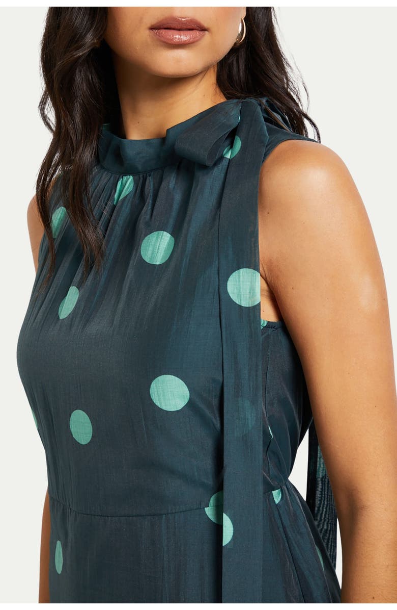 Wallis Spot Tie Neck Sleeveless Midi Dress, Alternate, color, Mint
